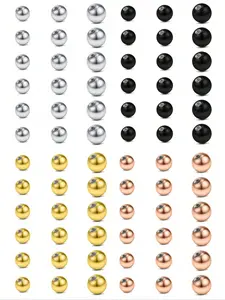 18pcs 14g Stainless Steel Body Jewelry Set, Cute Plain Ball Piercing Parts for Belly Navel Lip Tongue Nose Ear, All Season Wear