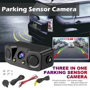 Parking Camera Featuring a 3-In-1 Rear View LED Night Vision Backup Parktronic System for Reversing Assistance