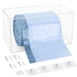 Trash Bag Dispenser, Adhesive Garbage Bag Organizer Wall Mounted,Acrylic Trash Bag Holder, Trash Bag Storage Dispenser, Trash Bag Dispenser Roll Holder for Kitchen
