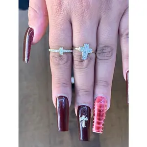 10k Gold Cross Ring, Small Cross Ring,  Gift for Her, CZ Stone Gold Ring