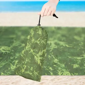 Green LEAFMESH Camouflage Sandfree Beach Blanket, Waterproof, Lightweight & Durable Outdoor Mat, for Outdoor Trips, 59" x 79"