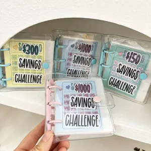 Sharkbang 150/300/1000 Mini Saving Challenge Collect Book，With 25pcs Sleeves，3 Holes Binder Hankbook Organizer