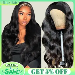 Bling Hair Headband Wig Human Hair Body Wave Headband Wigs for Women human hair glueless Wig 100% Brazilian Real Human Hair Headband wig 180% Density #TikTokShopHolidayHaul