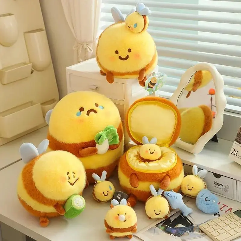Cute Sha Bee & Cai Bee Plush Toy Pendants, Soft PP Cotton Honey Jar Plush Dolls & Sleeping Pillows, Phthalate-Free PVC-Free Stuffed Animal Gifts for Kids (Supports Children Development), Bpa Free, High Quality
