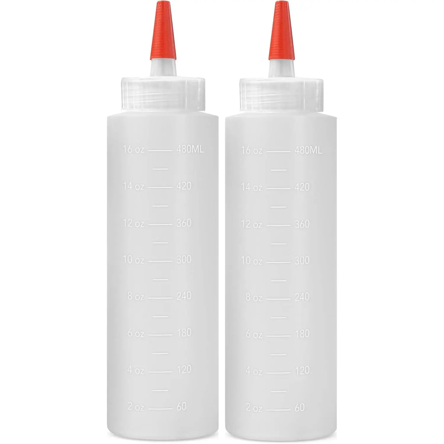 2-pack Plastic Squeeze Bottles for Sauces - 16oz Condiment Squeeze Bottles for Liquids -  Squirt Bottle with Cap - Ketchup, Syrup, Oil, Dressings, Honey & Arts and Crafts