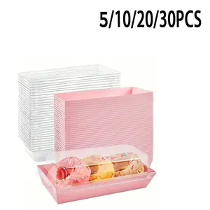 Transparent Lid Dessert Box Set, Bakeware, Oil-Resistant Kraft Paper, /, Ideal for Biscuits, Macarons, Cakes, Sandwiches, Weddings, Parties