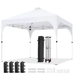 Yaheetech 10x10 Pop Up Canopy Tent with Vent, Easy Set Up Tent, Instant Sun Shelter Canopy with Wheeled Bag, 4 Sandbags, 12 Stakes & 4 Ropes, for Parties, Beach, Outdoor