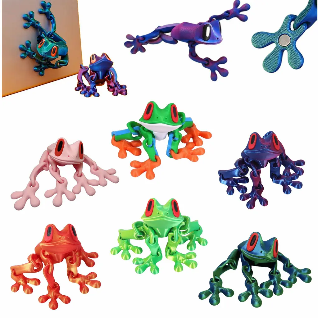 Refrigerator Magnets, Higher End Fridge Magnets,  Printed Magnetic Frog,Realistic Jointed Jumping Frogs Model, Cute Movable Frog Decoration for Fridge and Metal Surfaces