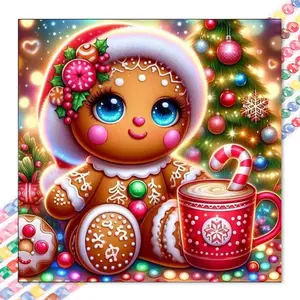 1 set of DIY diamond painting kit, 5D diamond art kit, DIY decoration Christmas tree, gingerbread man, candy cup. The diamond painting kit contains all round diamonds, mosaic, diamond art, DIY art home decoration, suitable for Christmas.