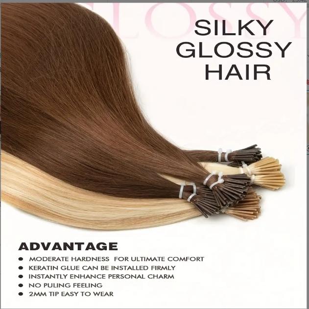 Luxurious Blonde I-Tip Human Hair Extensions 12-28 Inch 50pcs 30g/Pack 100% Remy Silky Straight Invisible Keratin Pre-Bonded No Tangle No Shedding Soft Natural Look For Daily Party Salon Use