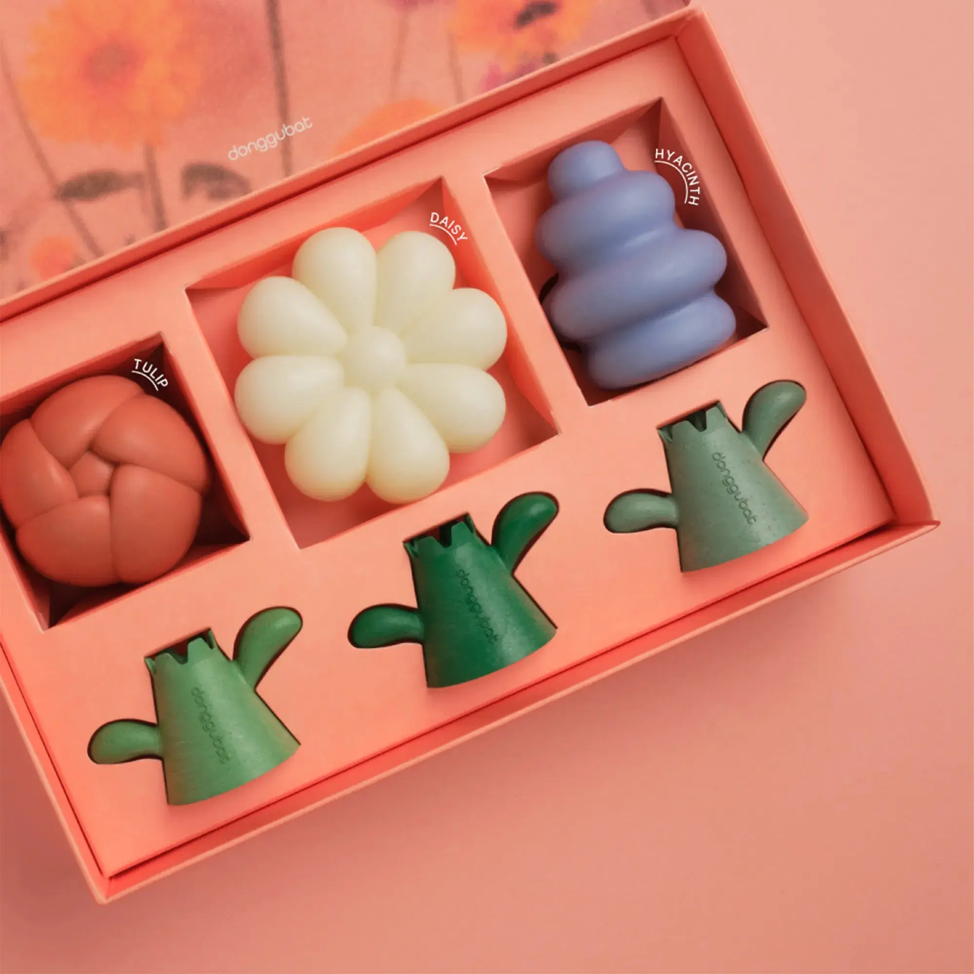 Donggubat Flower Garden Perfume Bar Set - Vegan All-in-One Soap Bars with Sustainable Stand Soap Trays