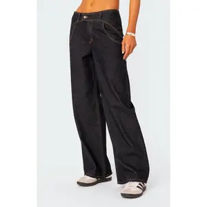 Edikted Women's Western Low Rise Straight Leg Jeans