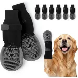 Anti-Slip Dog Socks, 3 Pairs Double Side Dogs Paw Grip Socks to Prevent Licking Paws, Dog Paw Covers with Adjustable Strap for Hardwood Floor, Dog Booties for Small Medium Large Senior Dogs