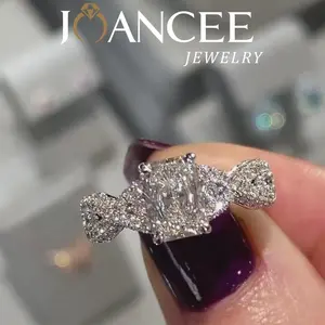 Radiant Cut 925 Sterling Silver Twisted Engagement Ring for Wedding Anniversary for New Year Valentine's Day Gifts