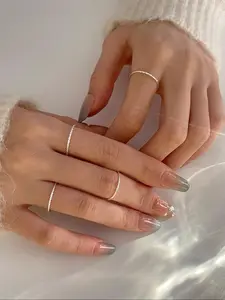 Elegant Women's Dainty Stacking Rings Joint Stackable Ring Set, Copper Chain Design, Plain Pattern, Casual Style, All Season Wear, No Gift Box Included