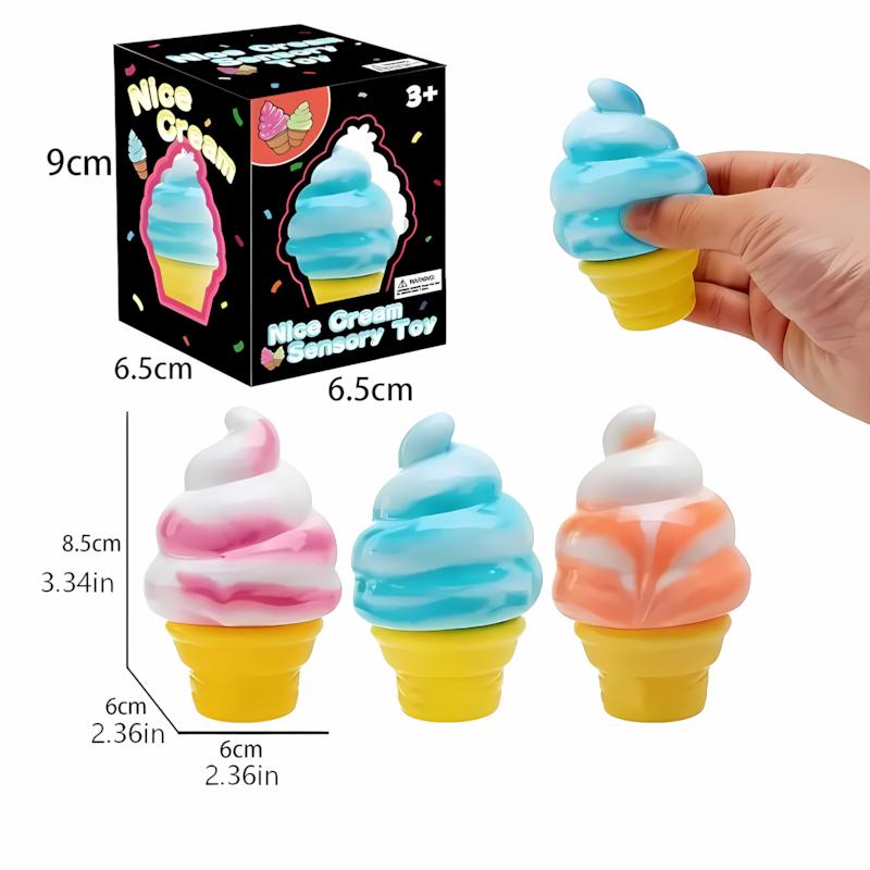Ice Cream Squeeze Squishy Toy, Soft Slow Rising Sensory Fidget, Cute Easter Basket Stuffers & Party Favors for Kids