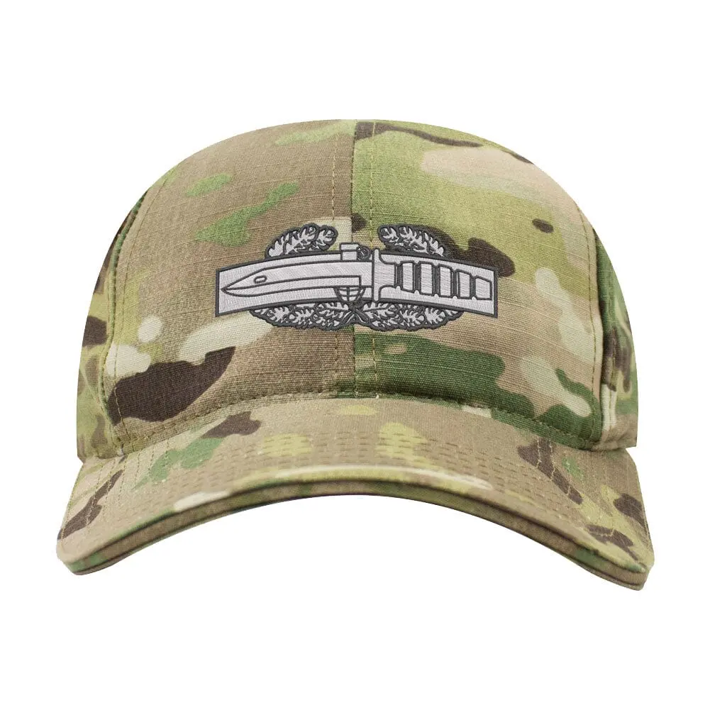 Army Combat Action Badge Cap, 6-Panel Poly/Cotton Ripstop Military Hat with an Adjustable Hook and Loop Back, Embroidered in the USA, 65/35 Poly/Cotton Ripstop Fabric, Action Badge Caps, Breathable, Baseball Cap