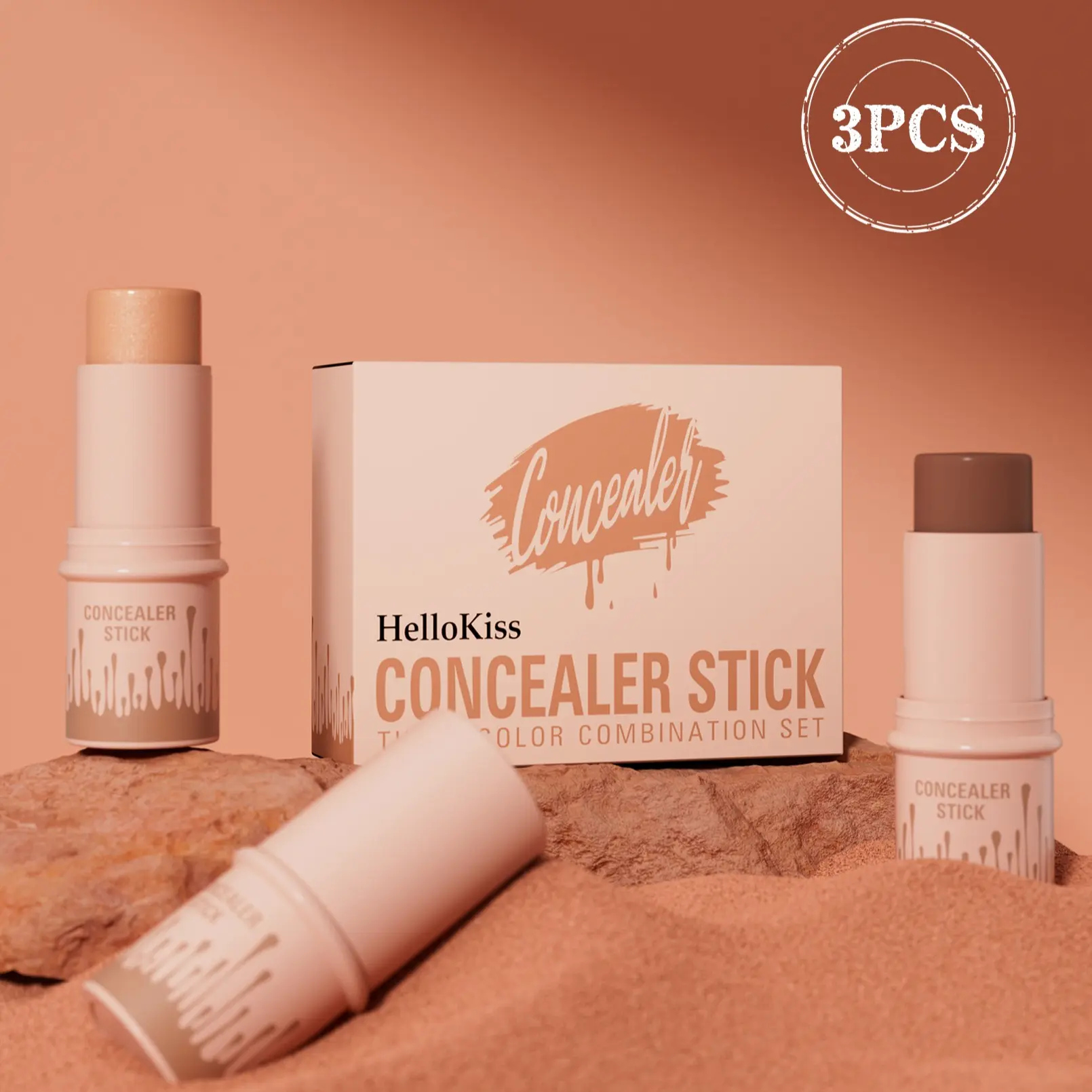 3-in-1 Cream Cosmetic Makeup Stick Kit - Multi-Pack with Highlighter, Blush, Contour for Flawless Glow Up, Long-Wear, Water Resistant Formula for All Skin Types (Ideal for Daily Makeup Routine), Everyday Glam, Radiant, Travel Toiletries, 3-Pieces, Long-La