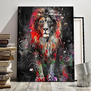 Lion Pattern Canvas Painting with Frame, 1 Count Modern Art Painting, Wall Art Decor for Home Living Room Bedroom Office