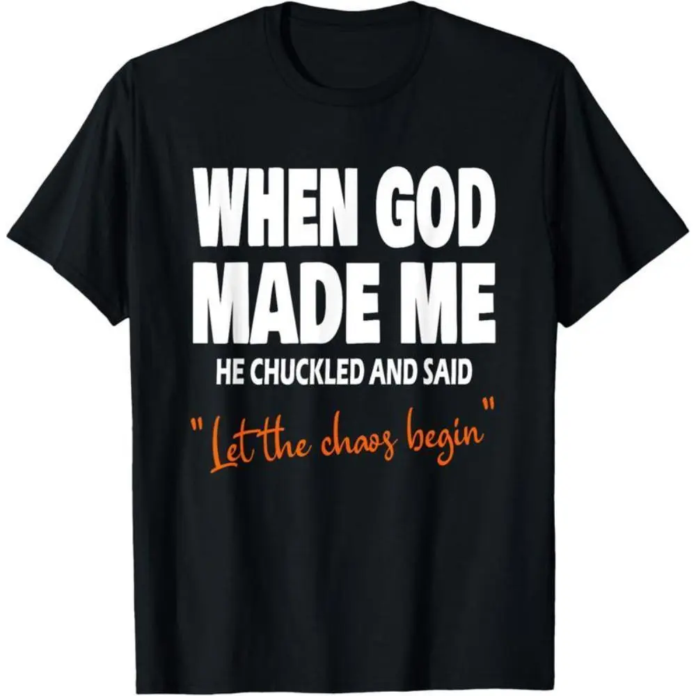 Men's Faith-Based Message Graphic T-Shirt, 'When God Made Me He Chuckled' Print, Casual Loose Fit Round Neck in Soft   Fabric