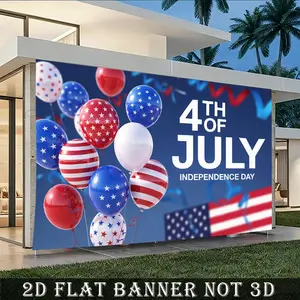 2D Flat Banner Polyester Photography Backdrop, HD Digitally Printed with Patriotic Red White Blue Balloons and 4th of July Independence Day Theme, Soft Lightweight Foldable Background Cloth for Festive Celebrations, Photo Booths,