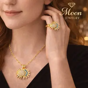 Sun & Moon Gold Jewelry Set  18K PVD Stainless Steel – Waterproof & Tarnish Free