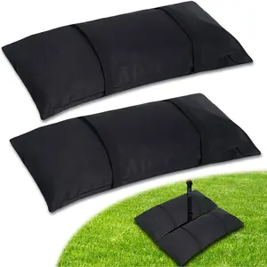 Umbrella Base Weights Sand Bags, 2 x 55LBS Fillable Sandbags for Outdoor Umbrella Stands, Cantilever Umbrellas, Trampolines, Patio Furniture, Garden Backyard Poolside Accessories Black (Without Sand)