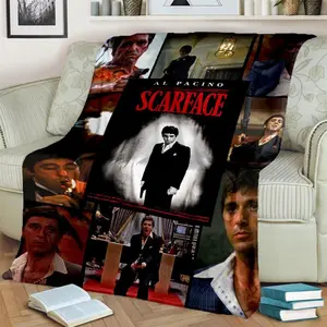 3D Printing Movie Scarface Tony HD Blanket,Soft Throw Blanket for Home Bedroom Bed Sofa Picnic Travel Office Cover Blanket Kids