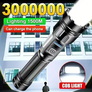 Magnetic Rechargeable Flashlight High Lumens, XHP50.2 Super Bright LED Tactical with COB Work Light, USB C Fast Charging, Zoomable, 7 Modes Best for Camping Hunting