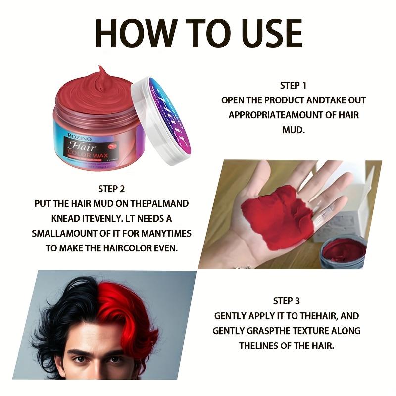 ROZINO Red Hair Dye Styling Wax for Hair Dyeing Styling & Shaping Haircare Product for Creative Hair Effects