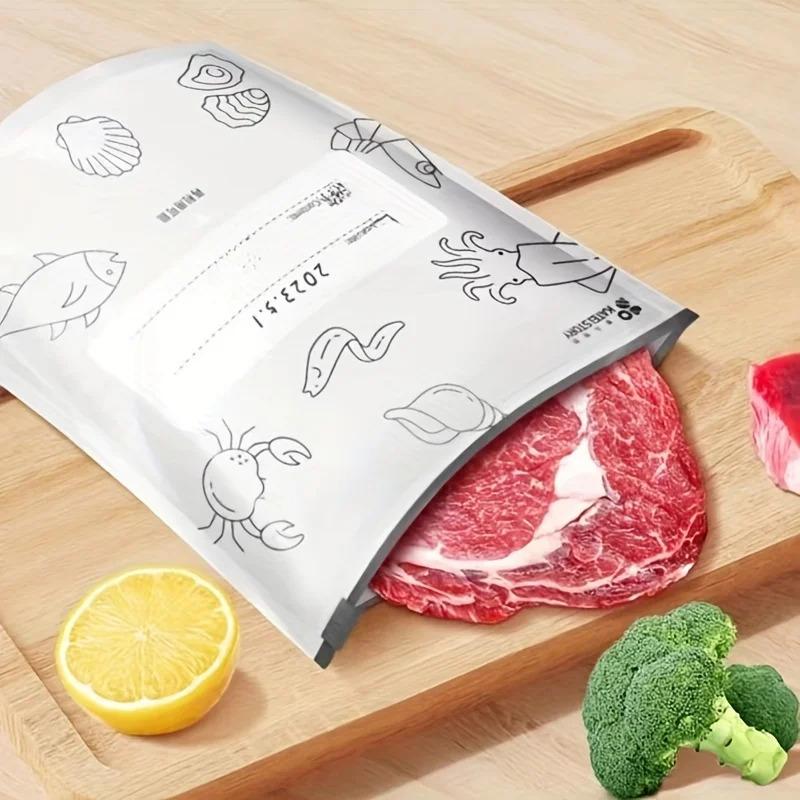 10/60pcs Aluminum Foil Storage Bags Freezer Sealed Organizers Food Packaging Reusable Pantry Odor-Proof Bag Kitchen Essential
