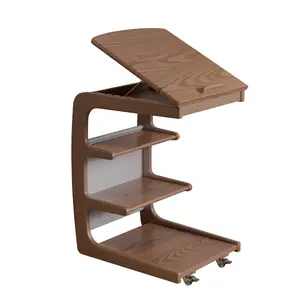 【Summer】Compact Rolling C-Shaped Side Table with Adjustable Tilt - Mobile, Multi-Use End Table with Storage Bag for Couch & Bedside