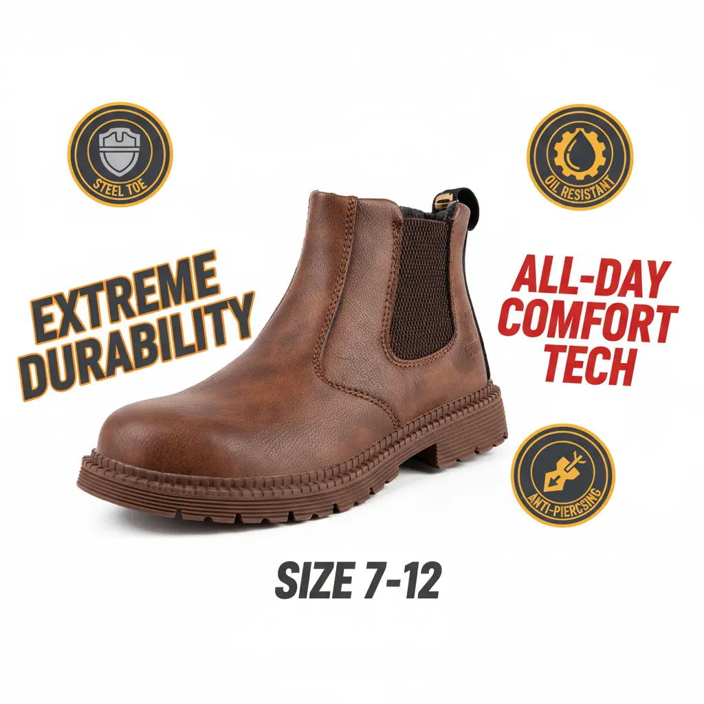 Electrician Choice Safety Shoes Smash-proof Puncture-proof Splash-proof Unisex Chef Work Shoe Waterproof Anti-slip Durable Outdoor Comfortable Lightweight Gear