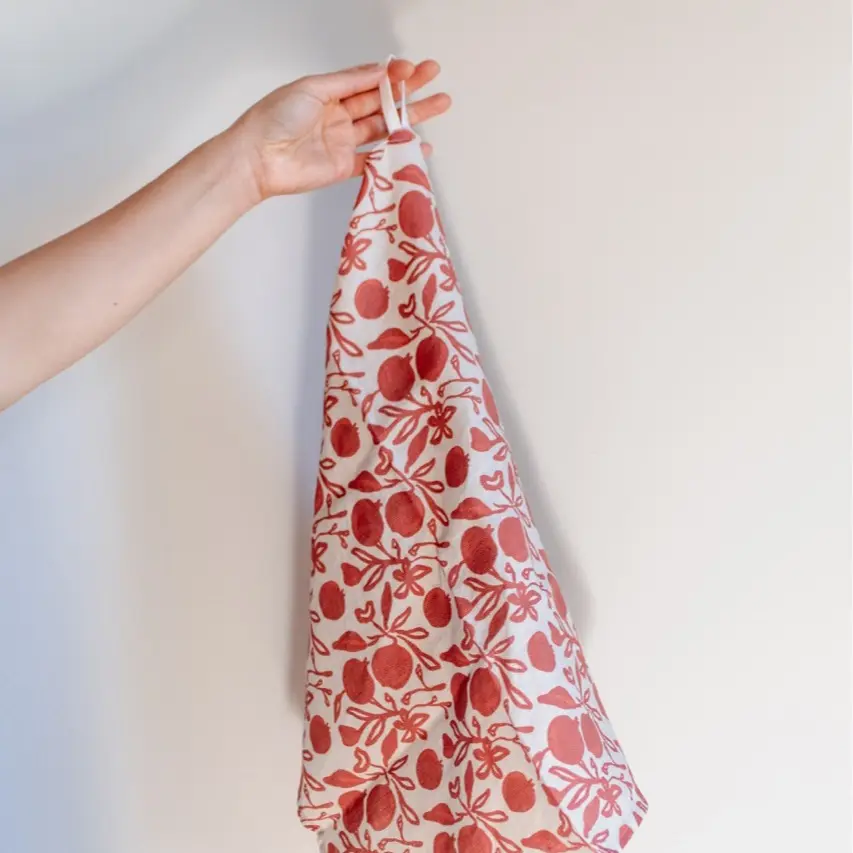 Linen Pomegranate Kitchen Tea Towel