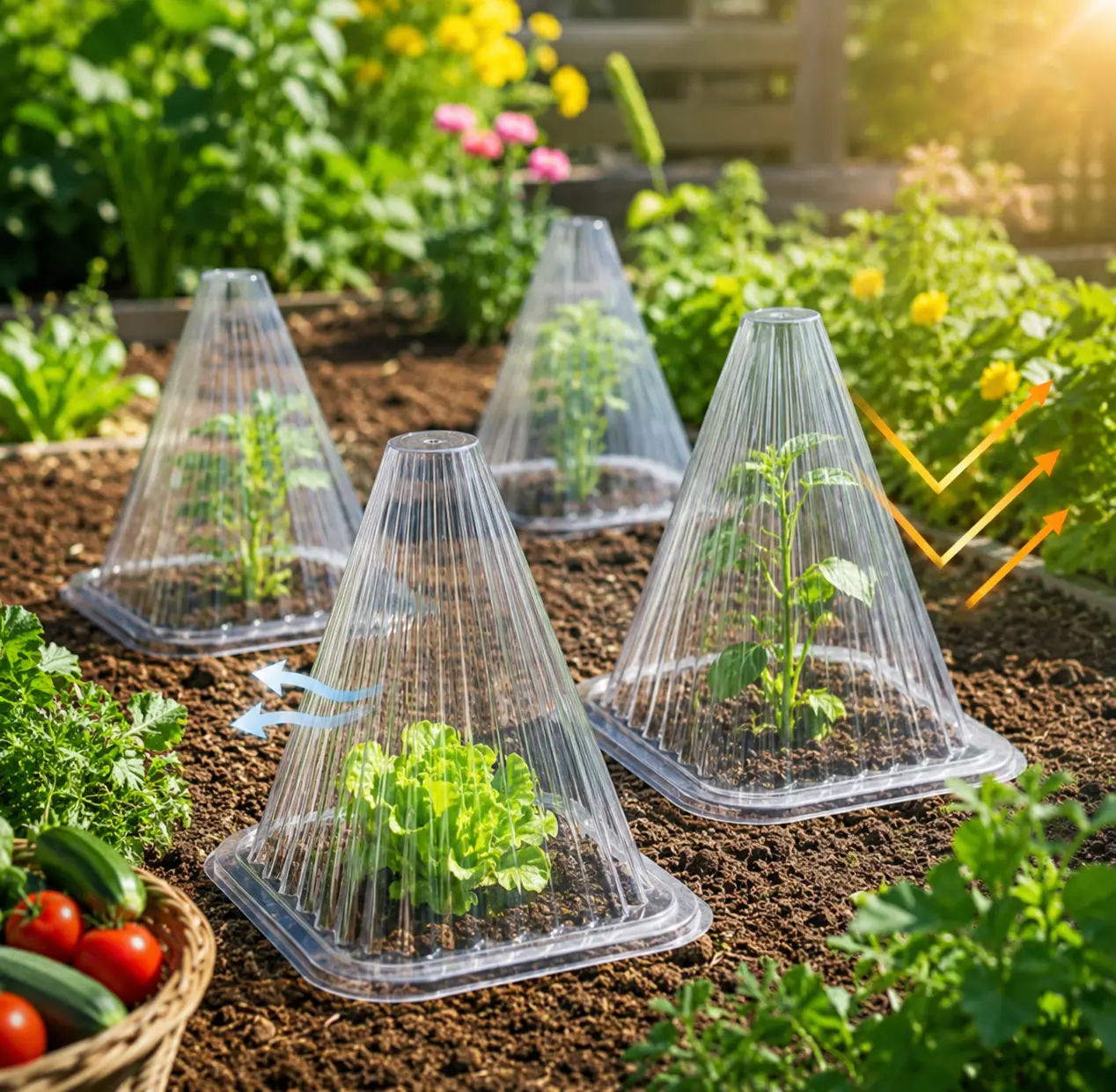 5-Pack Garden Bell Plant Covers, Reusable Clear Plastic Bell Plant Protectors, Mini Greenhouse Plant Covers, Suitable for Seedlings, Frost Protection, Pest Control, Outdoor Garden