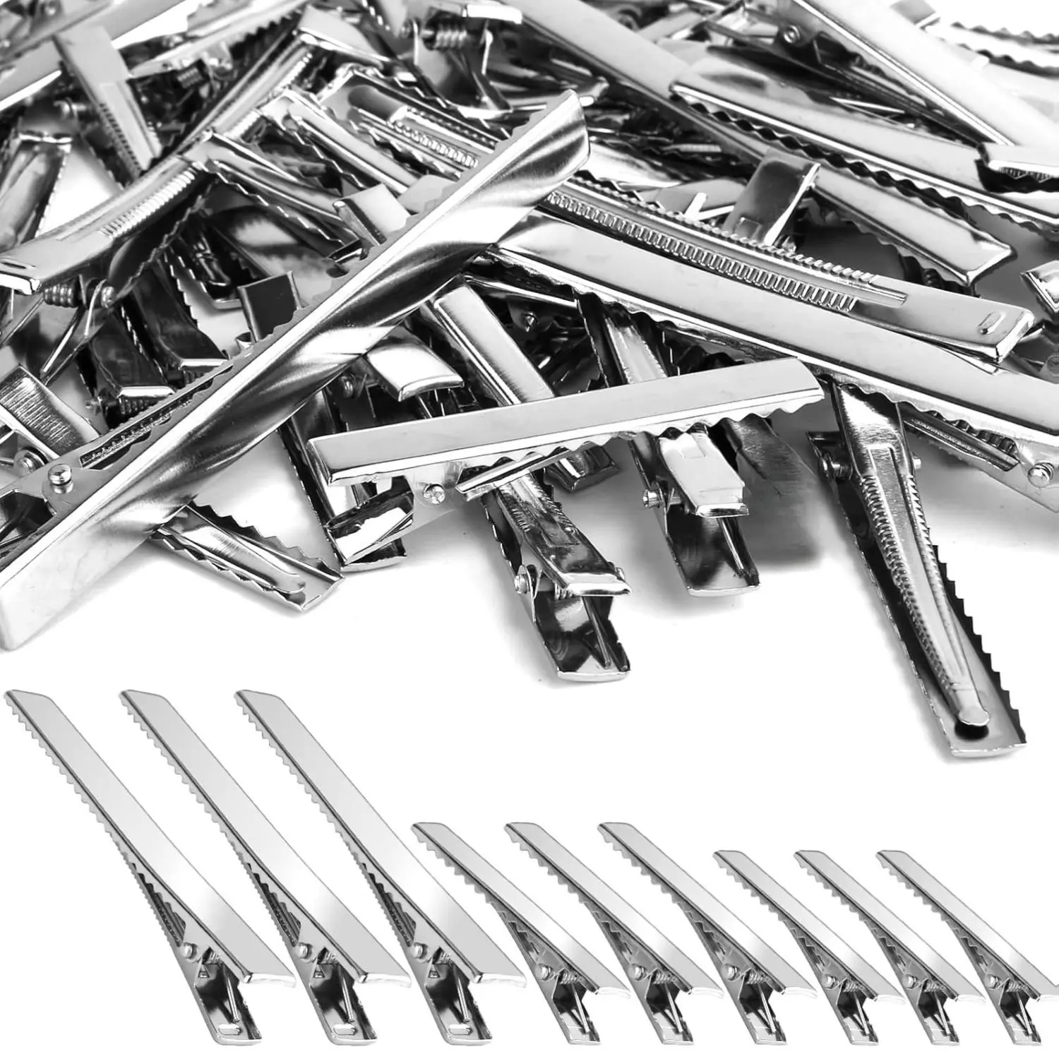 70 Pcs Alligator Hair Clips, 3 Sizes Oversized Metal Silver Hair Bow Clips Single Prong Hairdressing Salon Hair Grip DIY Accessories Hairpins for Women Bows Making Crafts (3.9-2.2-1.8 inch)