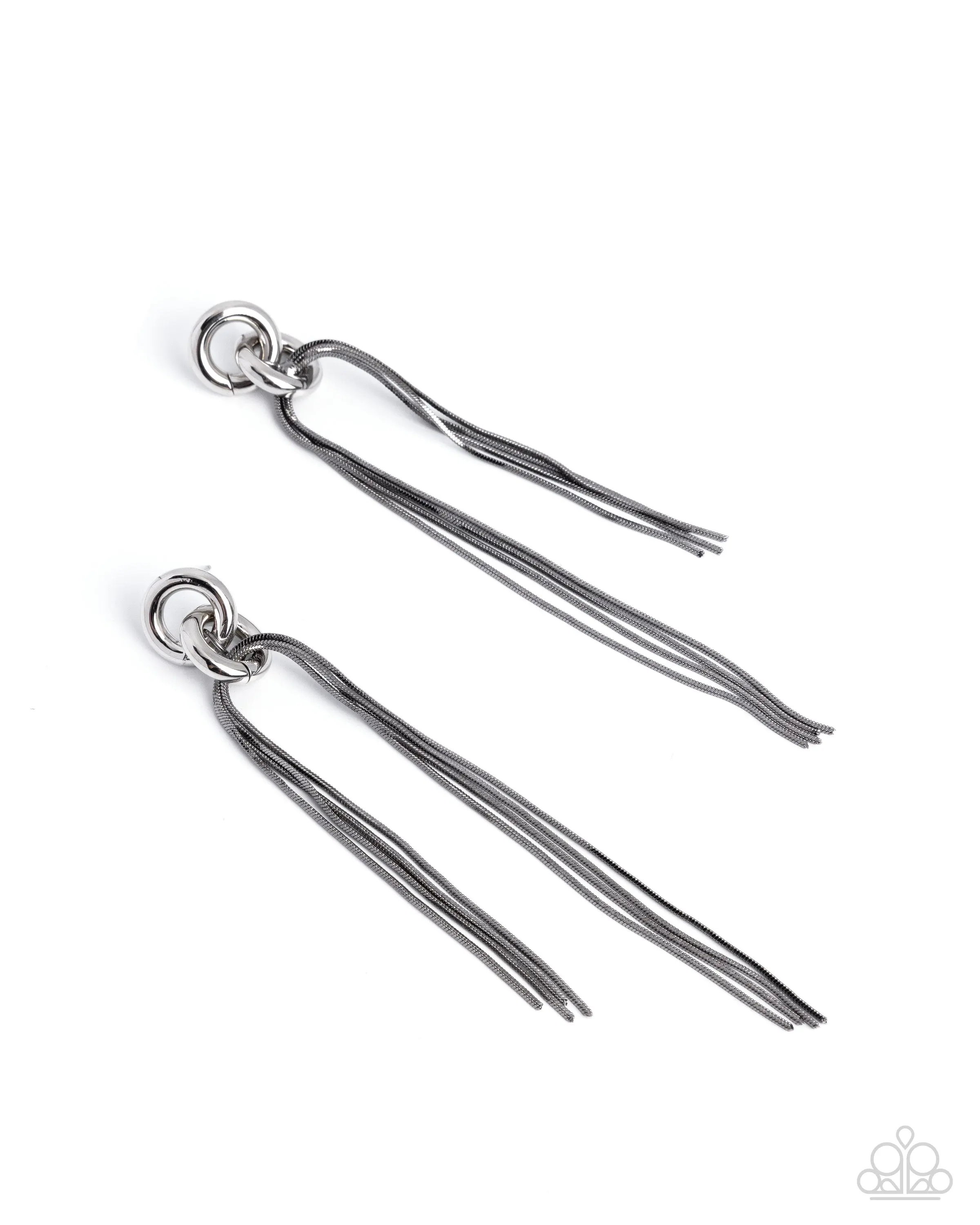 Tapered Technician - Black Gunmetal Snake Chain Post Earrings - Paparazzi