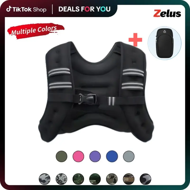 【Fall Deals For You】ZELUS Weighted Vests-6/8/12/16/20/25/30lbs Rucking vest with Detachable Phone Pouch&Reflective Stripes&Adjustable Straps for Men&W