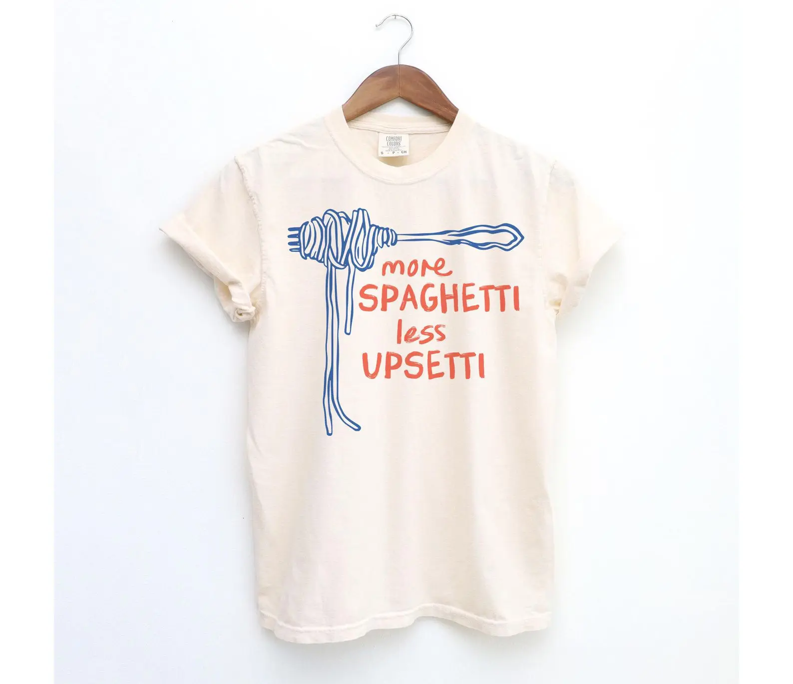 Comfort Colors More Spaghetti Less Upsetti Shirt, Funny Food Graphic Tee, Silly Pasta Comfort Colors T-Shirt, Foodie Humor Shirt