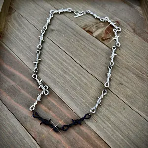Silver and black Barbwire necklace