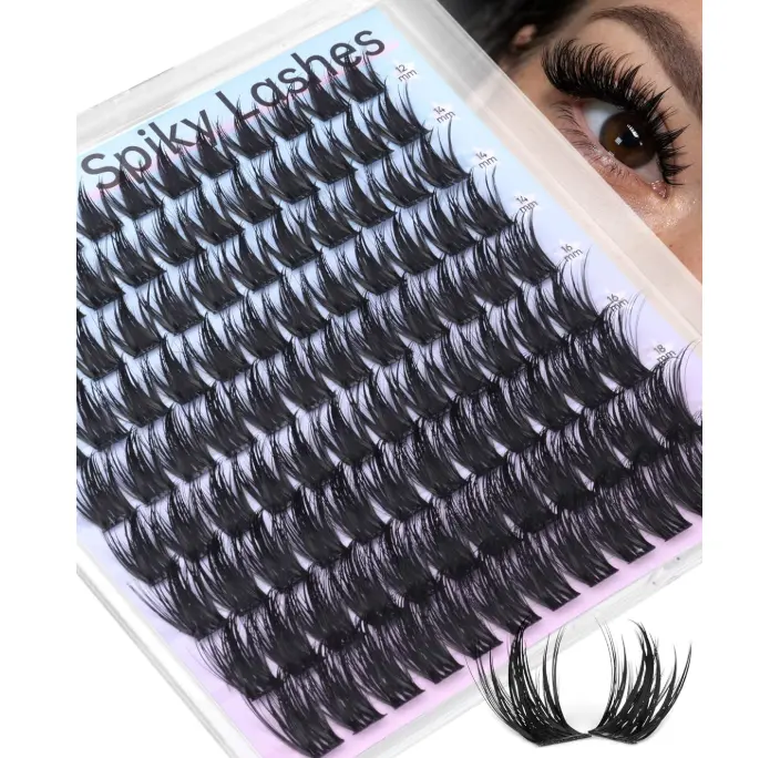 Winifred Lash Clusters Manga Eyelash Clusters Wispy Cluster Eyelash Extensions Volume Fluffy Lash Clusters with Spikes Anime D Curve Lash Extensions 12-20mm DIY Spiky Individual Lashes for Baddie