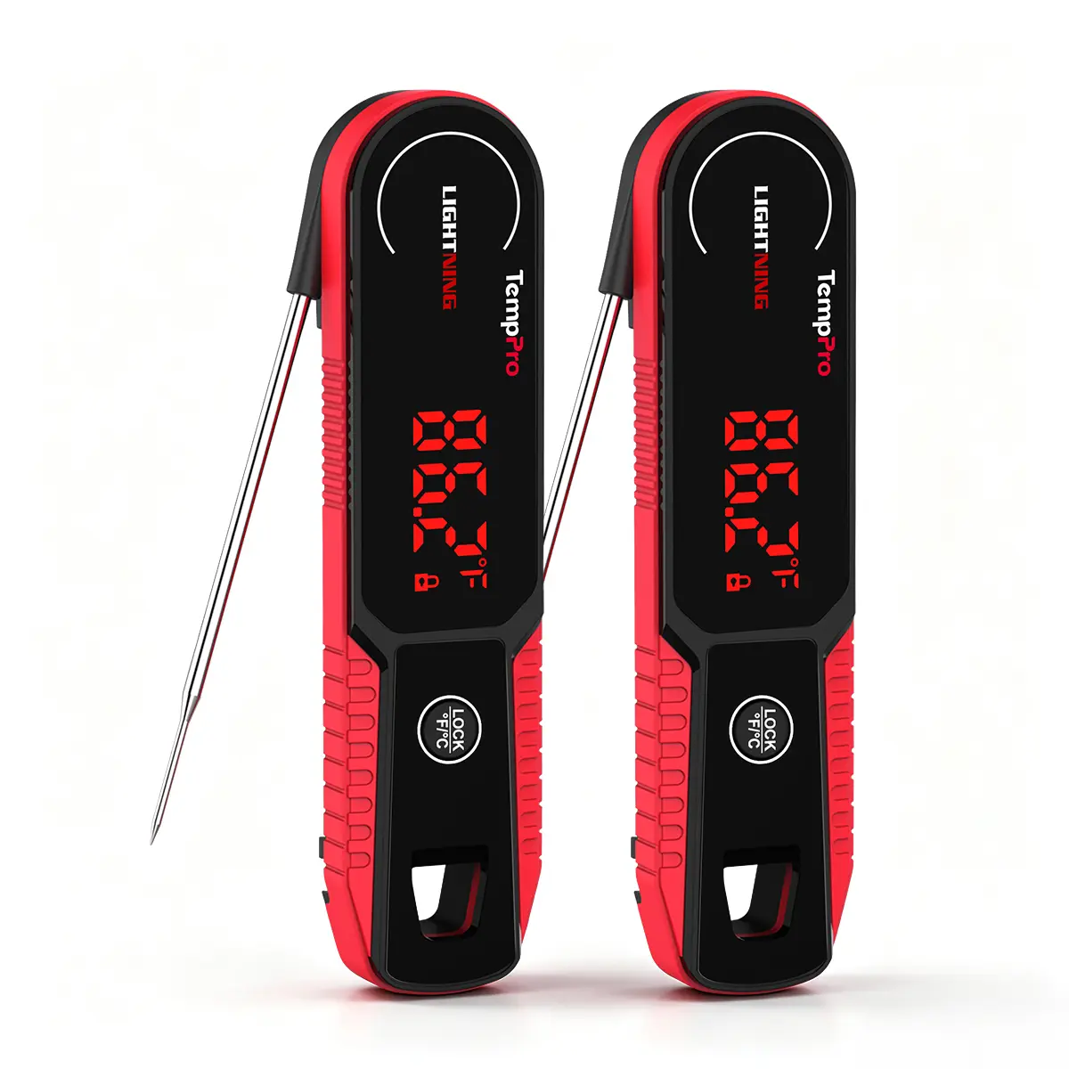 TempPro 2-Pack Digital Meat Thermometer, Red LED Display, Dual Probes for Precise Cooking Temperatures TP622W