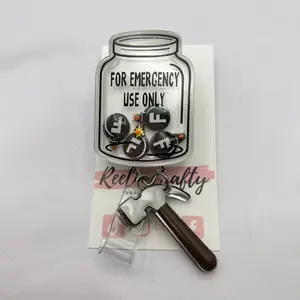 Badge Reel For Emergency use one F-bombs Shaker  ID Holder Retractable Nurse Healthcare Reel Clip Medical worker Funny  Dark Humor Cute