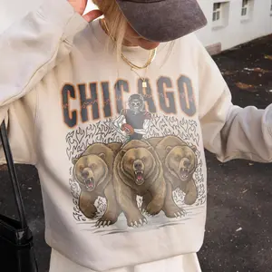 [Sale off up to 65%][Free Ship] Retro Chicago Football Sweatshirt, Vintage Bears 90s Crewneck, Old School Game Day Football Sweater