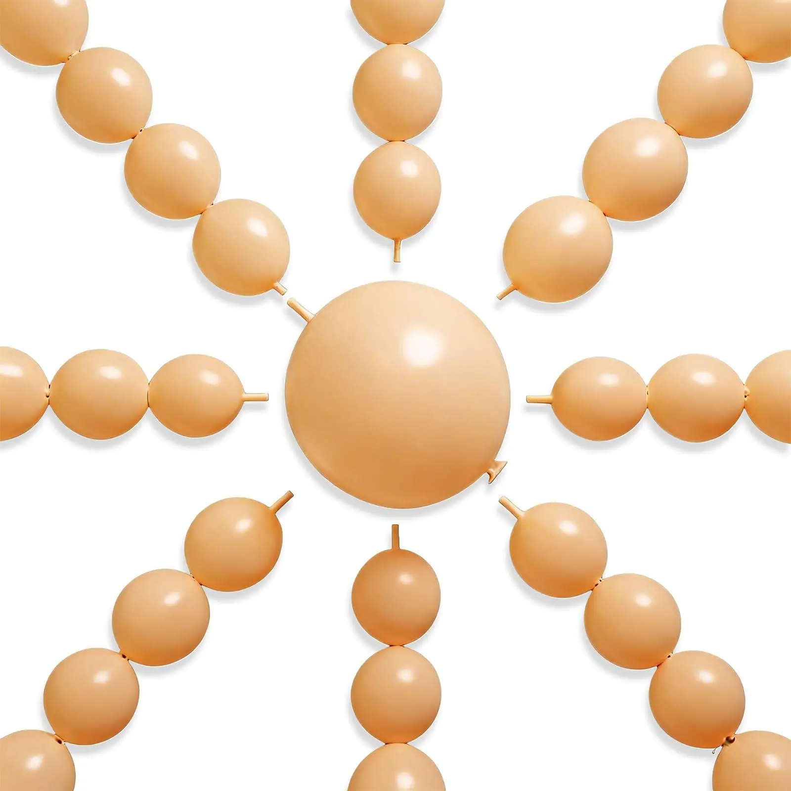 PartyWoo 6-Inch Thick Nude Float Linking Balloons, 100pcs Apricot Peach Beige Tan for Wedding, Birthday Theme Decorations & Balloon Clusters Supplies, Balloon Clusters Balloons