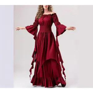Gothic Off Shoulder Ruched Cosplay Party Maxi Dress