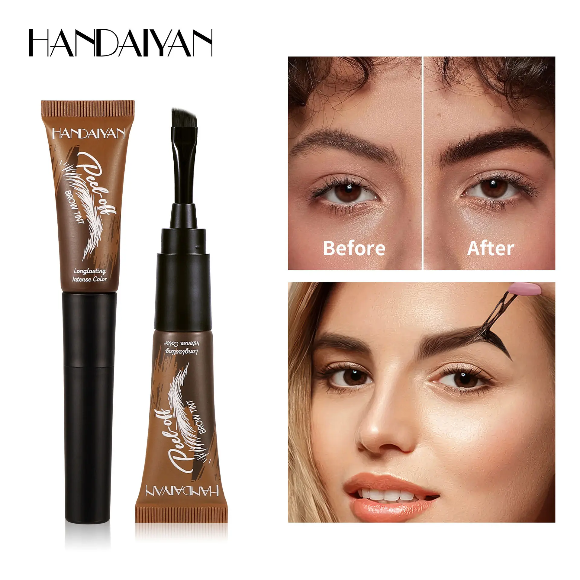 Handaiyan Eyebrow Gel Waterproof Long-Lasting Brow Mascara with Brush Head, Natural Look, Perfect for Daily Use & Parties, 5g, Tinted Brow Gel, Eyebrow Makeup Products