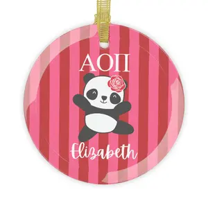 Alpha Omicron Pi Personalized Panda Ornament