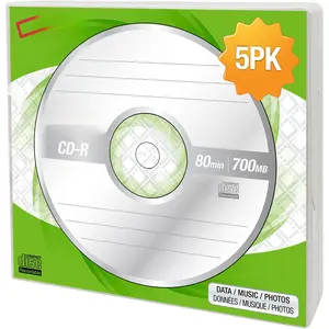 CD-R 5-Pack - 700MB 80-Minute Blank Discs, 52X Speed for Data, Music, and Photo Recording
