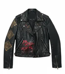 Studded Graphic Moto Jacket